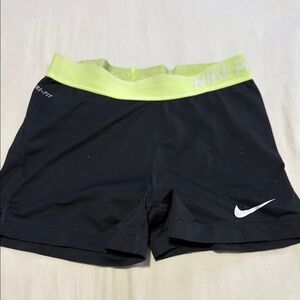 Nike Women's Black and Yellow Pro Shorts